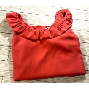 Women's Pink Crown And Ivy Ruffle Top Tank Sleeveless XSmall